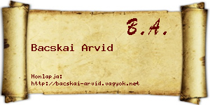 Bacskai Arvid névjegykártya